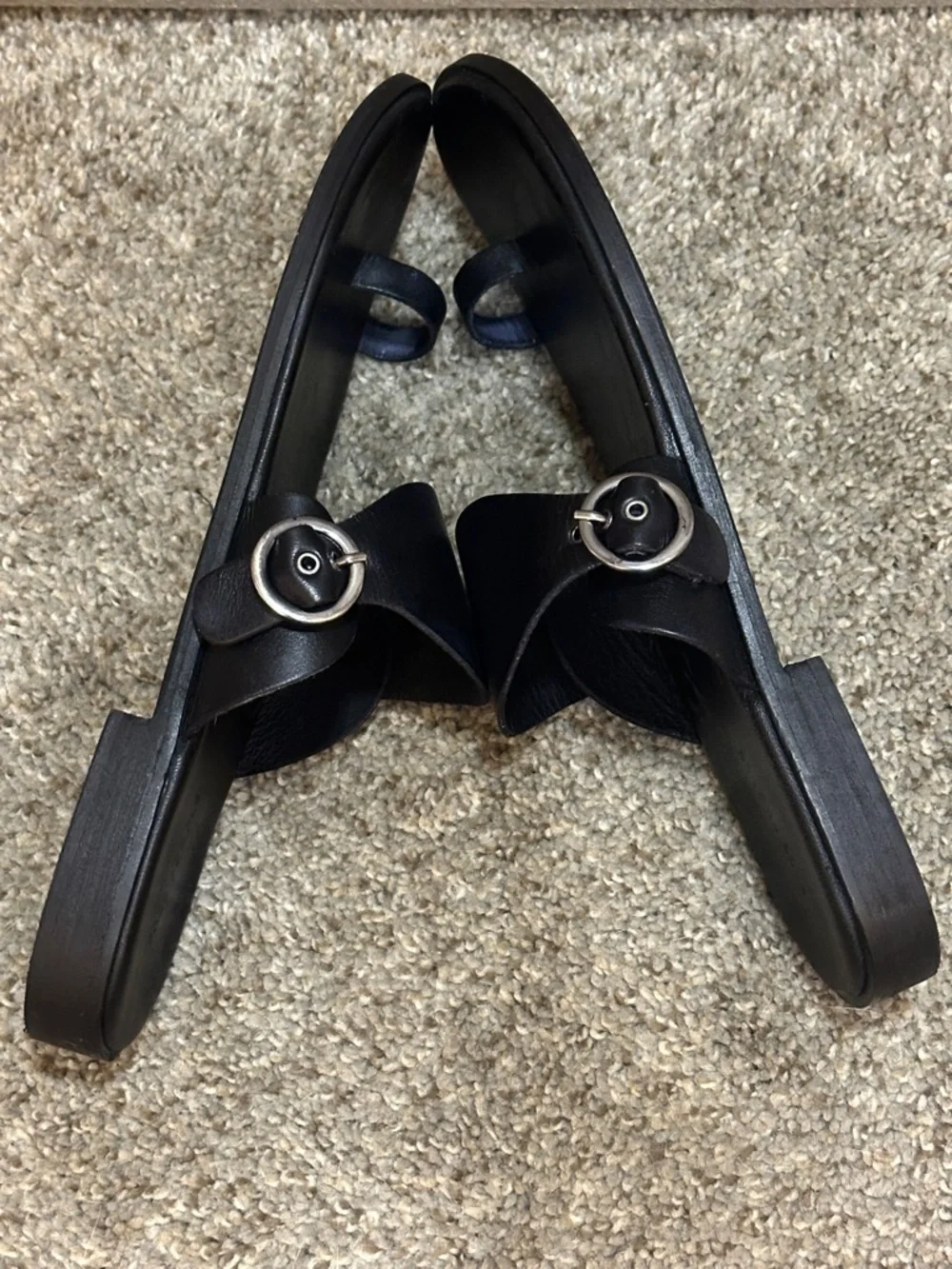 Free People Black Leather Barcelona Slip-On Sandals NEW | Size 10 - Picture 7 of 10